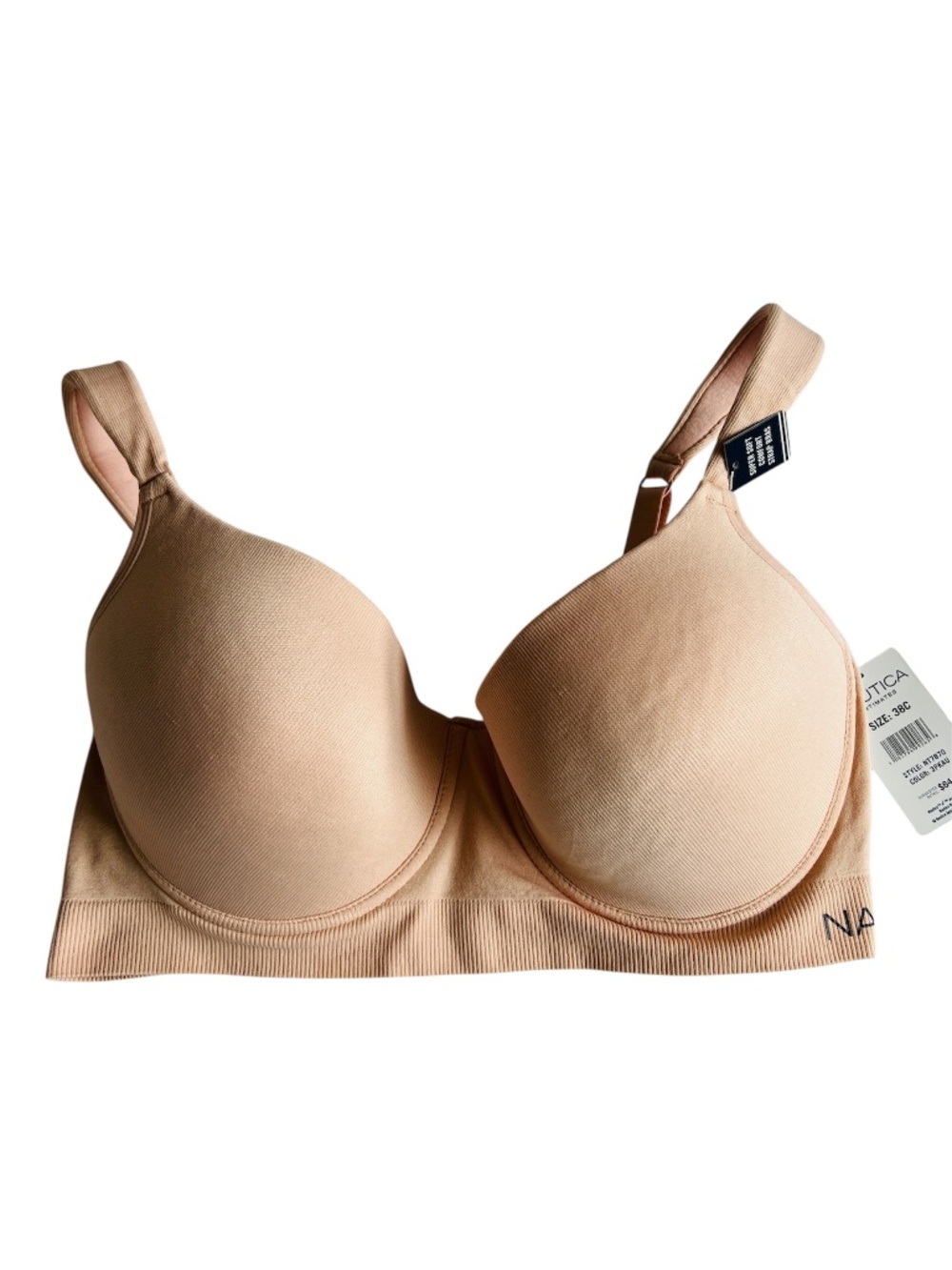 NAUTICA Bra 38C Comfort Padded Straps Knit Underwire NEW NWT Pinky Beige
